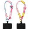 uxcell 2 Pcs Lanyard per Telefono con Cinturino e Pad, Blu Rosa/Rosa Giallo