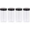 uxcell Rotondi Barattoli Plastica con Nero Vite Top Coperchio,17 once/500 Ml,4pz