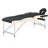 vidaXL Lettino Massaggio Pieghevole 2 Zone in Alluminio Nero e Beige