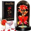 Regalo Donna Rosa Eterna Con Farfalle＆Led Rosa Galassia(Rosso oro) Rosa