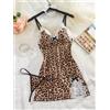 Babydoll Donna Leopardato con Pizzo Bianco e Perizoma Coordinato Sexy L5N8Q3