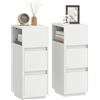 HOMCOM Set di 2 Comodini Moderni con 2 Cassetti e Ripiano Aperto Bianco