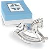 PuntoCasaStore Linea Qf Argento Cavallo Cavalluccio a dondolo 6x5 cm Celeste decorativo con box