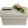 PuntoCasaStore Baule Scatola Porta Buste Matrimonio con Foro e Strass 38x23x25 cm Avorio Fiore
