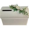 PuntoCasaStore Baule Scatola Porta Buste Matrimonio con Foro e Strass 38x23x25 cm Avorio Fiore