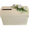PuntoCasaStore Baule Scatola Porta Buste Matrimonio con Foro e Strass 38x23x25 cm Avorio Fiore