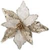 PuntoCasaStore Fiore artificiale natalizio stella natale bianco oro con pinza 24×5×h.13 cm addo