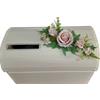 PuntoCasaStore Baule Scatola Porta Buste Matrimonio con Foro e Strass 38x23x25 cm Avorio Fiore