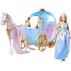 Simba Steffi Love Pumpkin Carriage - Carrozza da favola con Steffi come principessa, 67 cm di lunghezza, con bambola glamour (29 cm), carrozza per bambole fantasioso gioco di ruolo dai 3 anni in su