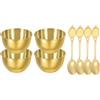 uxcell 4 Pcs Ciotole e Cucchiai Acciaio Inox per Salse, 3.4" Piattini Dorati