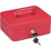 BAKAJI LOCK DOWN - Cassetta portavalori con 5 scomparti e chiavi, con 2 chiavi, 20 x 16 x 8,5 cm, in metallo, rosso