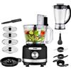 Venga! Robot da Cucina 8 in 1, Ciotola da 3 L, Frullatore da 1,75 L, 2 Impostazioni di Velocità, Impostazione Impulso, 1000 W, Nero/Argento, VG HA 3001