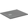 Ideal Standard - Ultra Flat S+, Piatto doccia rettangolare ultrasottile in resina effetto pietra, 90x80cm, Ideal Solid, Scarico lato corto, Grigio cemento