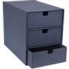 Bigso Box of Sweden Bigso Ingrid - Organizer da scrivania in tela con 3 cassetti, 20,6 x 16 x 25 cm, colore: Blu