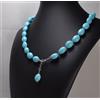 COLLANA ARGENTO 925 OLIVE PASTA TURCHESE 12 x 16 mm LUNGA 50 cm GLN 0200
