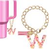 uxcell Charm per Stanley Tumbler Lettera Chiave Accessori Rosa