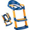 Relaxdays Sedile WC per bambini con scaletta, pieghevole, blu/giallo | imbottito, regolabile 39-45 cm