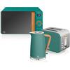 Swan Nordic Set Colazione Bollitore 1,7L 2200W, Tostapane Pane con scanalatura larga 2 fette, Microonde 20L Digitale Design Moderno Effetto Legno Verde