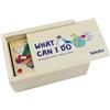 Beleduc - What can I do - Gioco di carte | Gioco/puzzle per bambini con pratica scatola di legno, a partire dai 4 anni in su