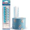 dekora - 16 Candeline Compleanno Lunghe Mix Azzurro 13 cm | Candeline lunghe azzurre con supporti, Decorazione per torta bambini e tavola dolce