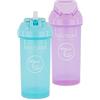 Twistshake 2x Bicchiere Sippy Baby con Cannuccia - 360ml | Bottiglie D'acqua per Bambini a Prova di Perdite | Tazza Antigoccia per i più Piccoli | Tazza di Cannuccia| Viola Chiaro & Azzurro