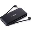 Philips Powerbank, DLP8713C/03-10,000 mAh, USB-A and USB-C ports, USB-C and Lightning cable, 4 device connection, black