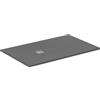 Ideal Standard - Ultra Flat S+, Piatto doccia rettangolare ultrasottile in resina effetto pietra, 160x100cm, Ideal Solid, Scarico lato corto, Grigio cemento