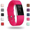 AOCGO Cinturini di ricambio per Fitbit Charge 2, cinturino di ricambio per accessori morbidi, fermaglio di metallo sicuro Fitbit Charge 2 （6,7-8,1）- Rosa rossa