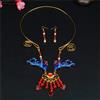 Nappa Molletta per Capelli Cloisonne Phoenix Capelli Corona Collana Cinese Hanfu