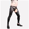 Sexy Uomo Gay Simil Latex Pantaloni IN Pelle Aperto Cavallo Discoteca Punk Wear