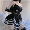 Abito Notturno Sexy In Pizzo Per Donne Mini Ruffle Guanti Goth Lolita Thong Nero