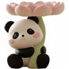 Statuetta Panda con Vassoio a Fiore Stile Cartone Animato per Camera da Letto