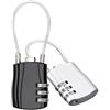 Mulbijeo 2 Pack Lucchetto Armadietto, Lucchetto Combinazione, Piccolo per Valigia, Armadietto, Zaino, Lucchetti A 3 Cifre, Argento e Nero