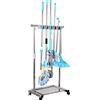 QTJH Supporto mobile per scopa per mocio messo mocio bagnato pavimento in piedi strumento di pulizia rack inox per scuole, ospedali, fabbriche, hotel, ristorante, ecc.