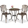 Relaxdays Set da Bistrot da 3, Tavolino da Giardino, 2 Sedie da Balcone, in Alluminio Stile Ferro Battuto, Nero Bronzo