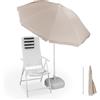 Relaxdays Ombrellone Ø180 cm, regolabile, inclinabile, balcone, beige