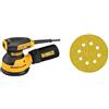 DEWALT Corded Orbital Sander, 280W, 125mm, DWE6423-QS & DEWALT - Sanding discs -125 mm - 8 perforations - 120 grit compatible - 25 pieces - DT3115-QZ