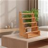 Scaffale in Legno con 5 Ripiani Compatto Espositore a Gradini Adattabile