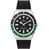 Timex Orologio da uomo Q Uomo in gomma sintetica Cassa in acciaio argentato Movimento al quarzo Quadrante nero Cinturino in gomma nera con fibbia Fibbia normale 5 ATM
