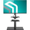 ONKRON Supporto TV da Pavimento per Schermo 32-65 pollici LCD/LED/Plasma, Porta TV con Ripiani in Vetro Temperato Staffa Girevole Regolabile in Altezza Gestione Cavi, Max VESA:600x400mm TS5550