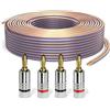PureLink Cavo per altoparlanti con connettori a banana, cavo audio OFC 2x4,00mm² (0,10mm), 20,0m, 4 connettori, rame puro per casse HiFi e subwoofer, marcatura polarità, trasparente