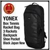YONEX Box Borsa Racchetta Tennis 3 Racchette Zaino Tasca Scarpa Nero Giappone...