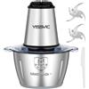 Tritatutto da Cucina Elettrico 2L 500W 2 Velocità 2×4 Lame Ciotola in Acciaio