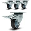 ECOVELO RUOTE GIREVOLI CON FRENO 125/100/80 mm ROTELLE SILENZIOSE PIROETTANTI IN GOMMA, PER CARRELLO CARICHI PESANTI MOBILI,ELETTRODOMESTICI, BANCHI DA LAVORO (80 mm, 4)