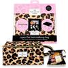 Flat Lay Borsa Organizzatore Trucco Pieghevole Leopardata Marrone Beauty Case