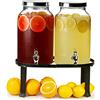 bar@drinkstuff, doppio dispenser per bibite, con supporto, per 10 l, in vetro, con design a vasetto, dispenser succo o cocktail