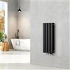 EMKE Radiatore piccolo 600 x 240 mm, ovale a pannello, attacco centrale, verticale, design, radiatore tubolare, doppio strato, nero, 248 Watt