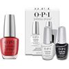 OPI Infinite Shine Big Apple Red | Kit Smalto + Base & Top Coat | Rosso Intenso | Smalto Semipermanente a Lunga Durata | 3x15ml
