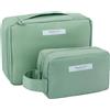 FIVAVA 2PCS Trousse da Viaggio, Borsa per Trucchi Grande e Piccola,