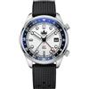 PHOIBOS Eagle Ray Orologio Quarzo GMT PX023G Bianco Bracciale FKM 300M
